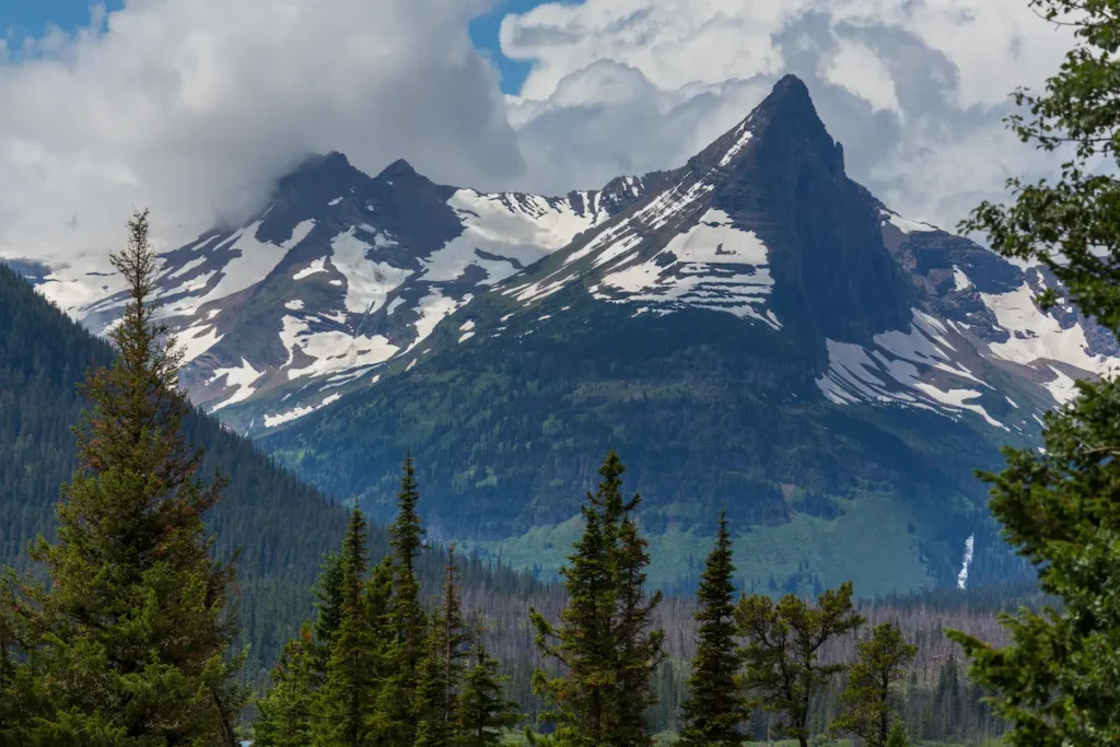 glacier national park mountain snow caps