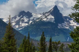 glacier national park mountain snow caps