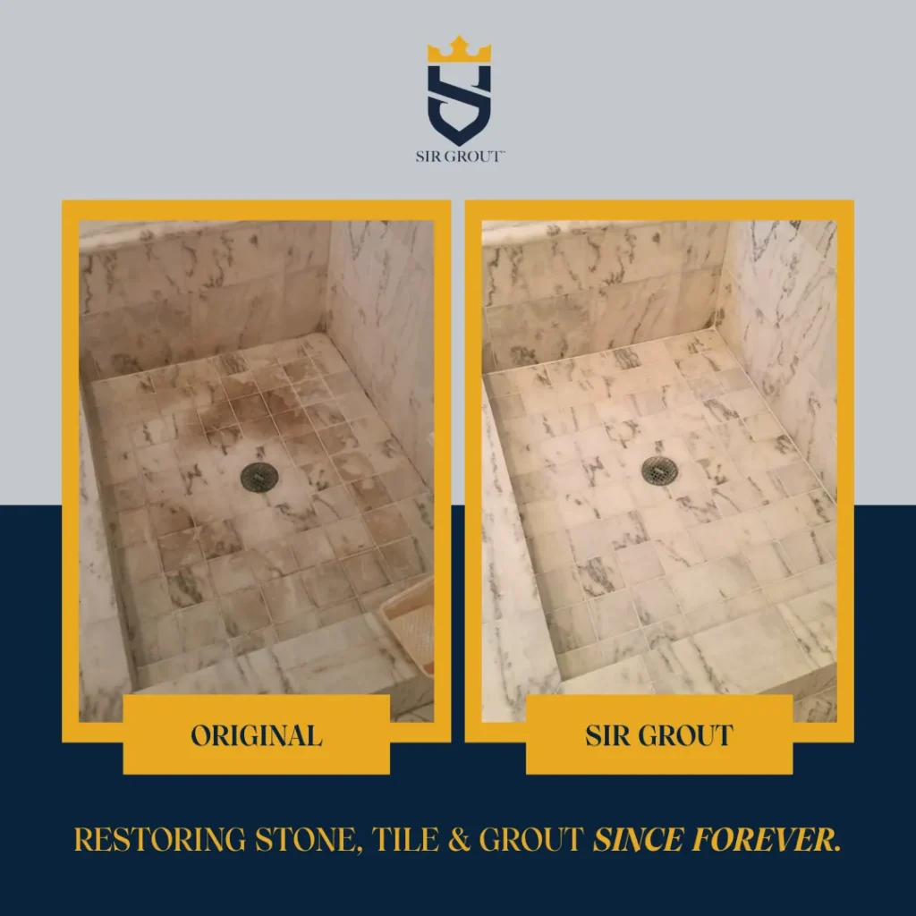Before and after Sir Grout tile and grout restoration