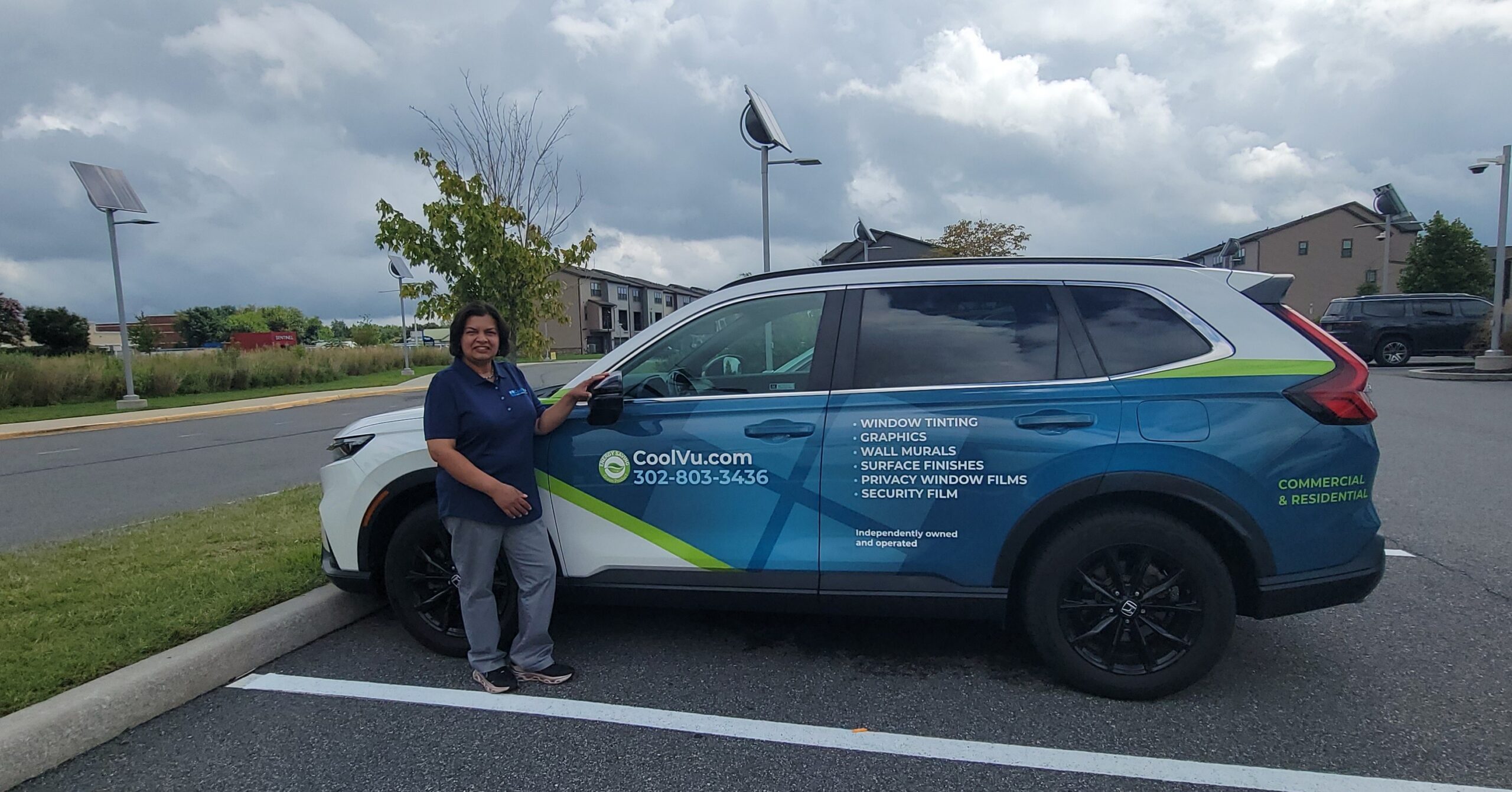 Sheena Gladden with her CoolVu of Delaware work vehicle